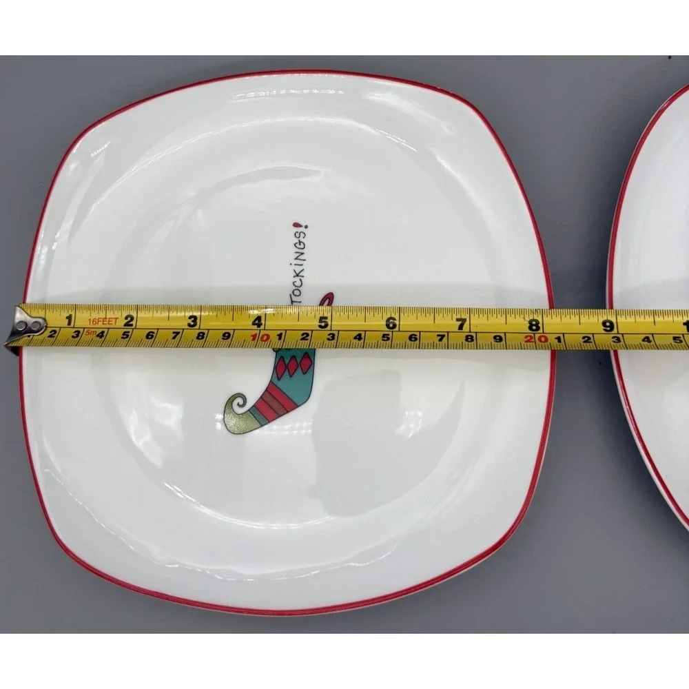 Fitz & Floyd Christmas Gourmet Plates Happy Holidays Home Decor Set‎ of 2